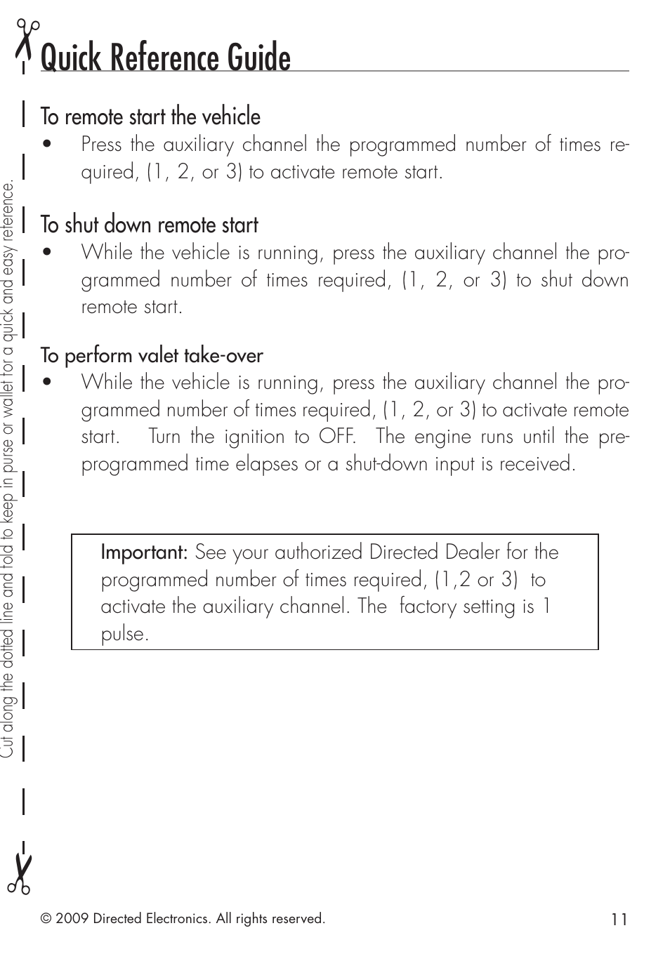 Quick reference guide | Directed Electronics AVITAL 4003 User Manual | Page 13 / 20