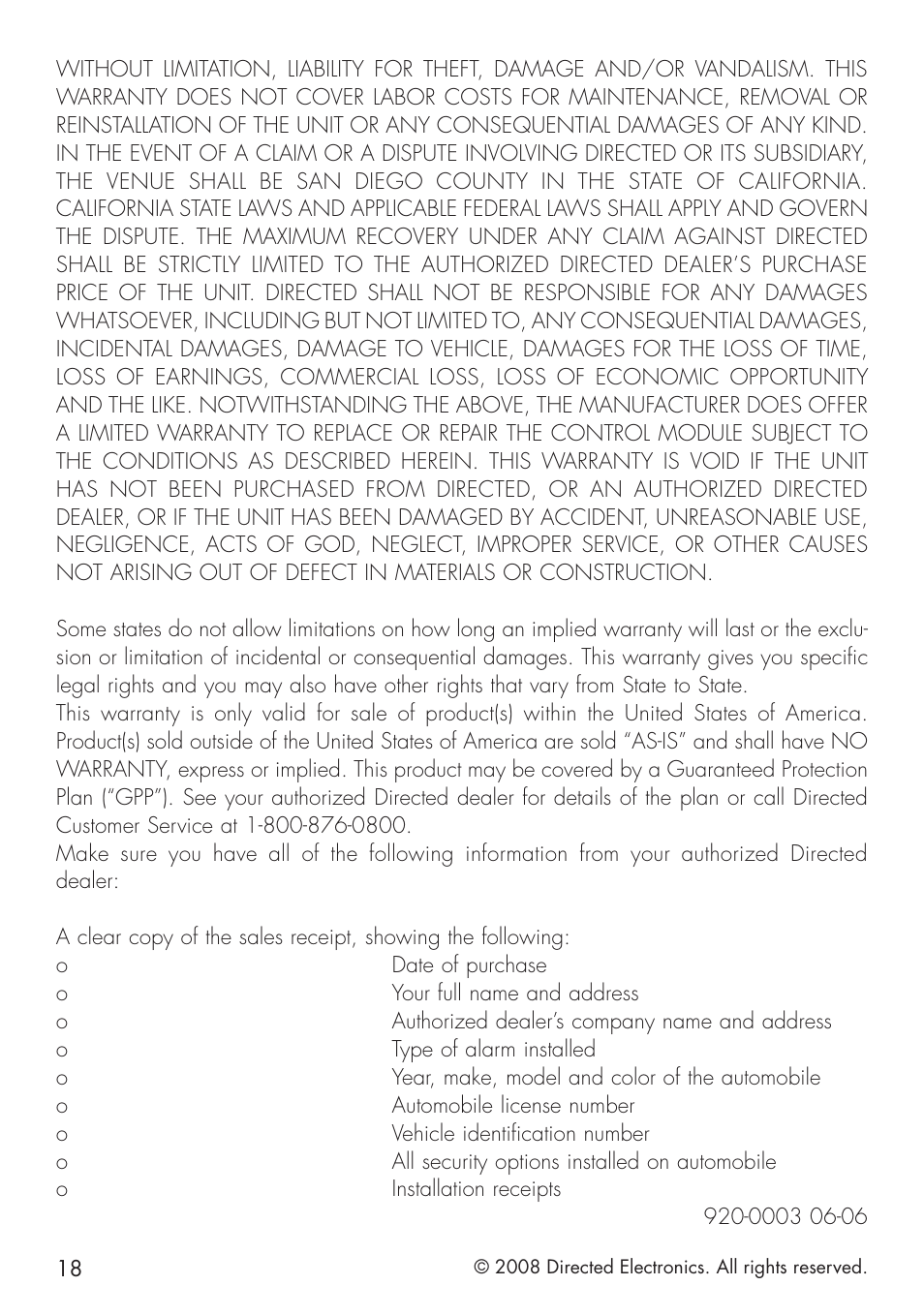 Directed Electronics G4203P User Manual | Page 18 / 20