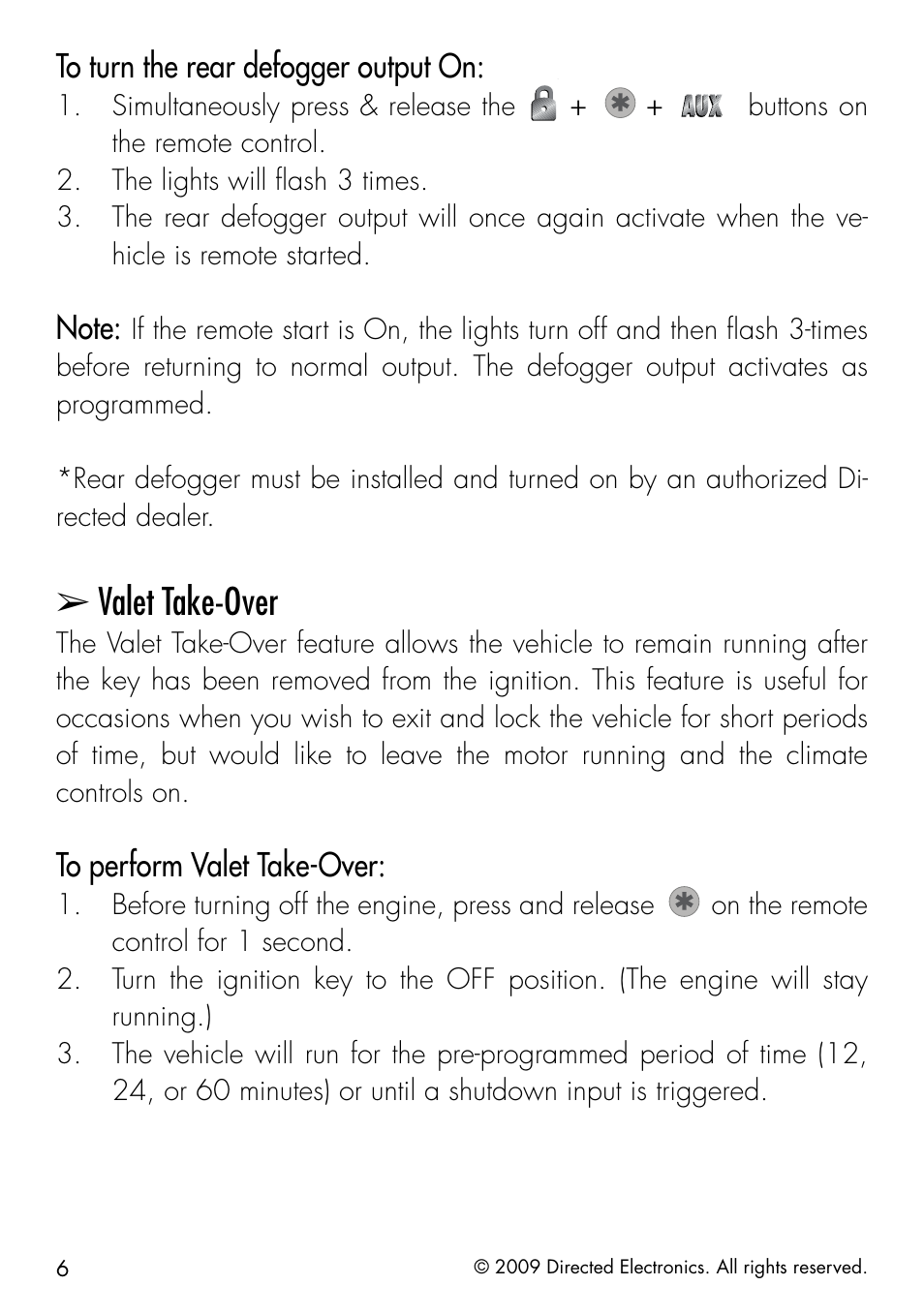 Valet take-over | Directed Electronics AVITAL 4603 User Manual | Page 12 / 28