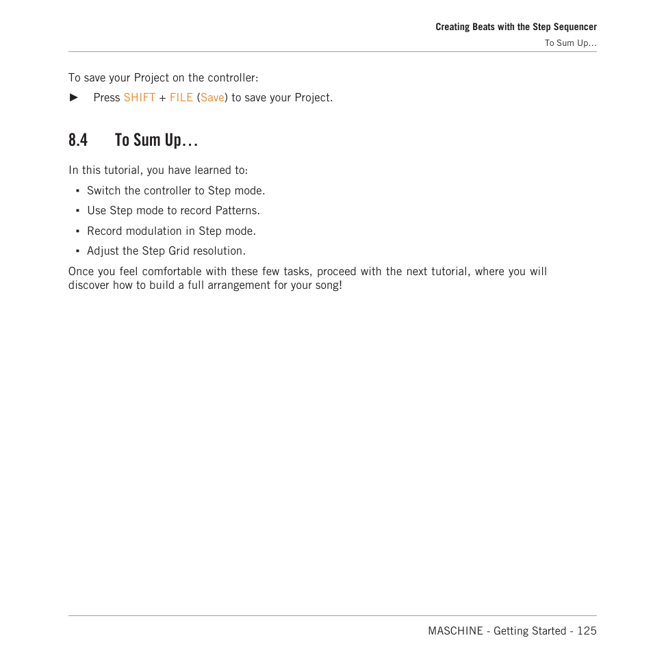 To sum up, 4 to sum up | Native Instruments MASCHINE MK3 Groove Production Studio (Black) User Manual | Page 125 / 209