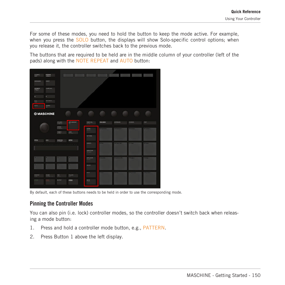 Pinning the controller modes | Native Instruments MASCHINE MK3 Groove Production Studio (Black) User Manual | Page 150 / 209