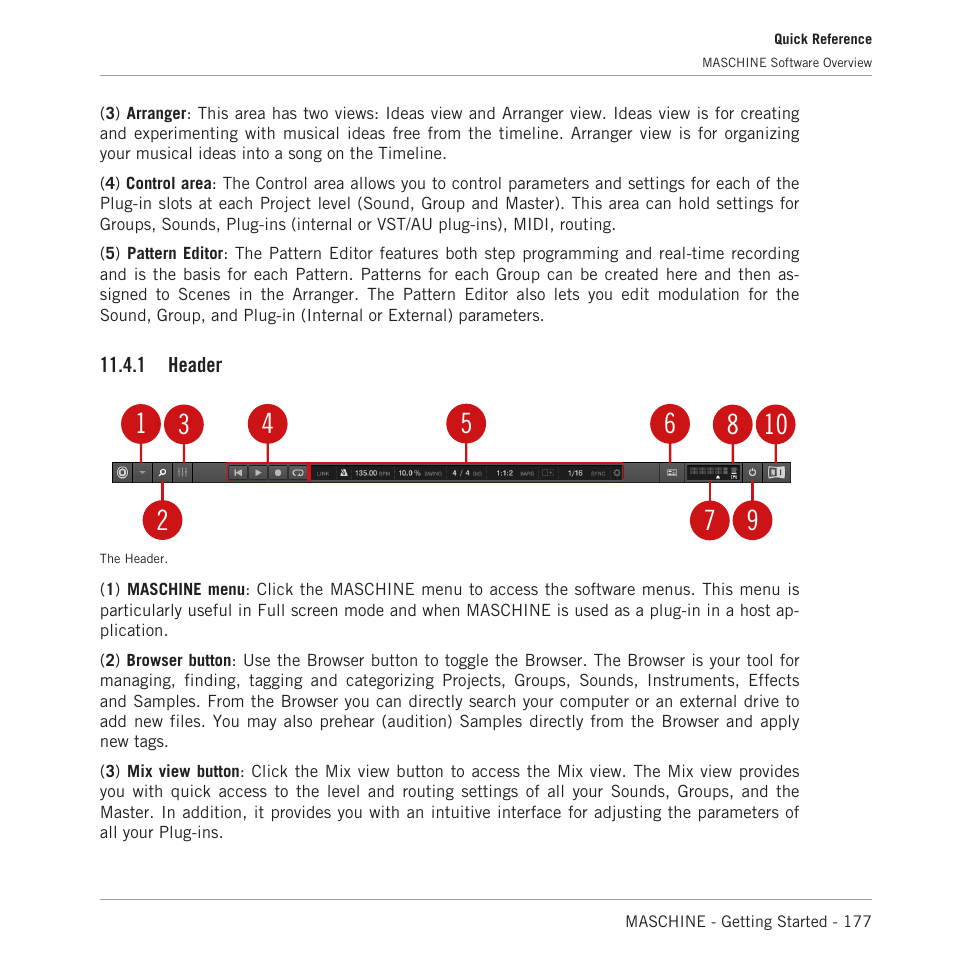 Header | Native Instruments MASCHINE MK3 Groove Production Studio (Black) User Manual | Page 177 / 209