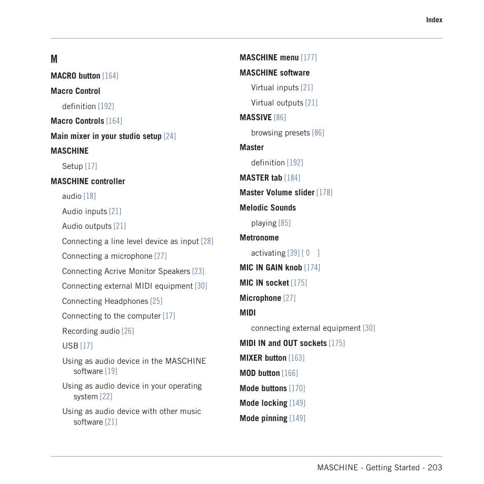 Native Instruments MASCHINE MK3 Groove Production Studio (Black) User Manual | Page 203 / 209