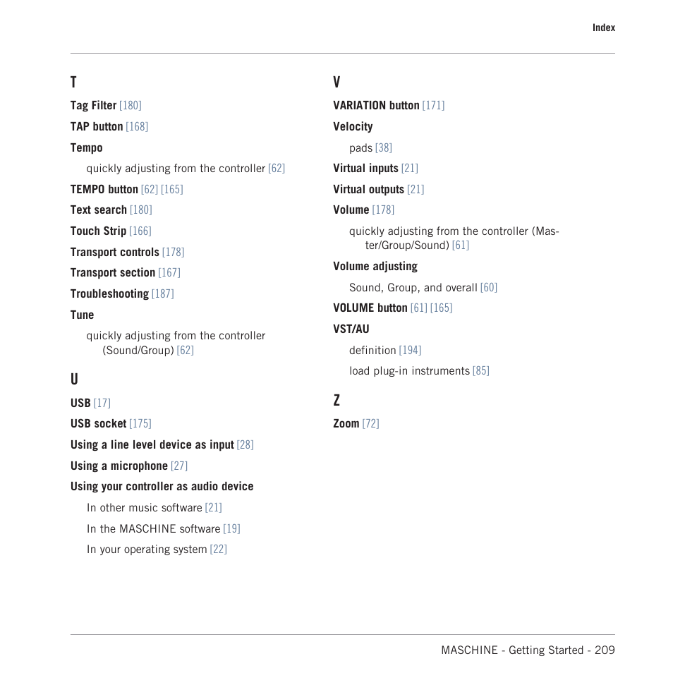 Native Instruments MASCHINE MK3 Groove Production Studio (Black) User Manual | Page 209 / 209