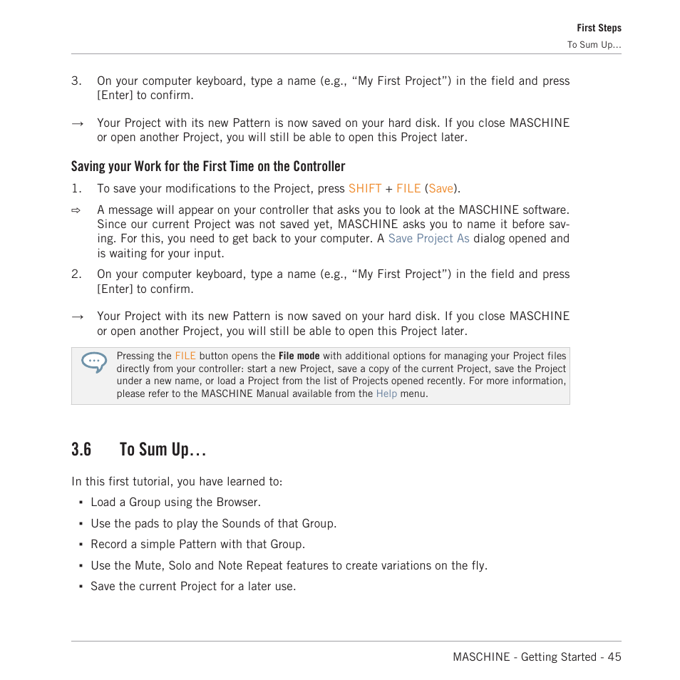 To sum up, 6 to sum up | Native Instruments MASCHINE MK3 Groove Production Studio (Black) User Manual | Page 45 / 209