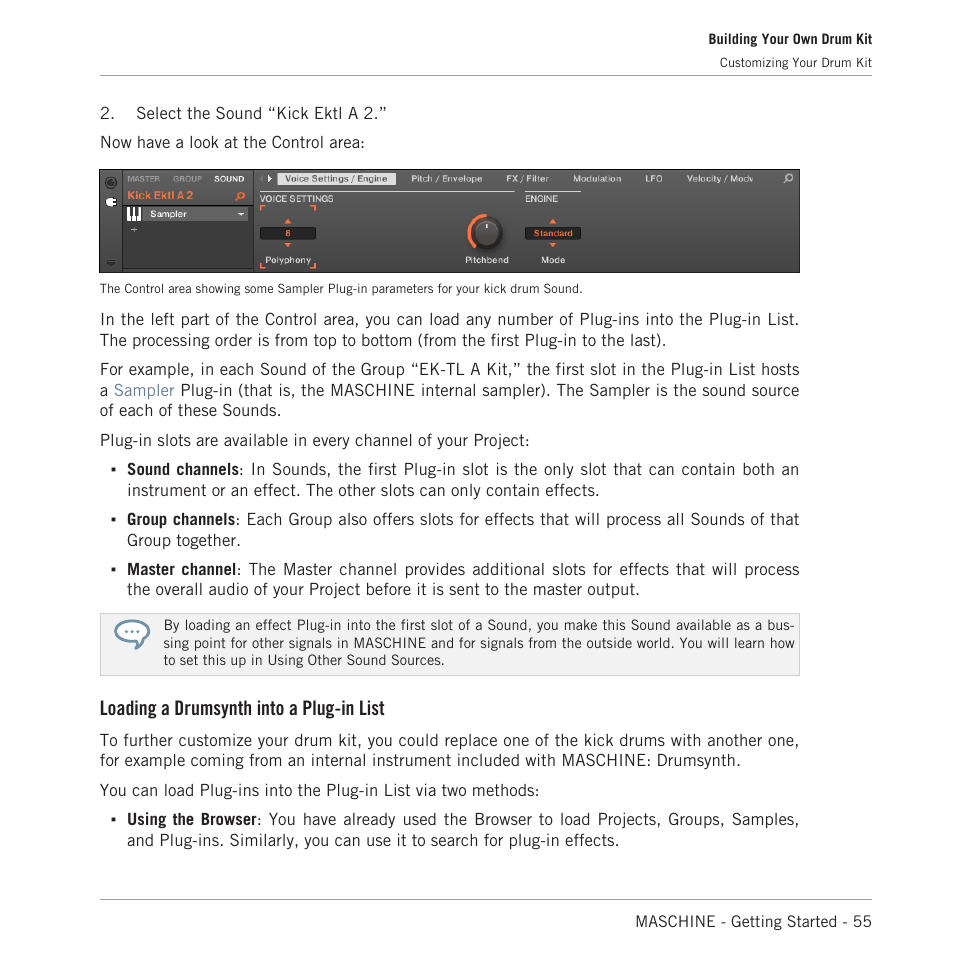 Loading a drumsynth into a plug-in list | Native Instruments MASCHINE MK3 Groove Production Studio (Black) User Manual | Page 55 / 209