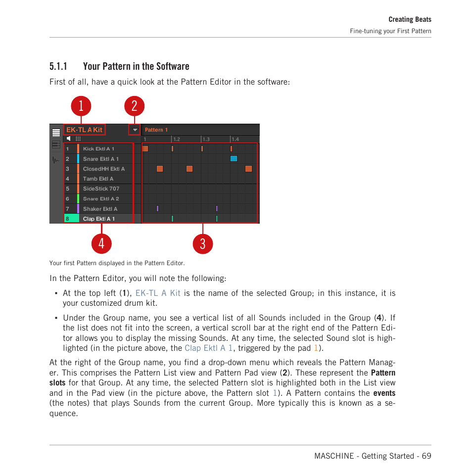 Your pattern in the software | Native Instruments MASCHINE MK3 Groove Production Studio (Black) User Manual | Page 69 / 209