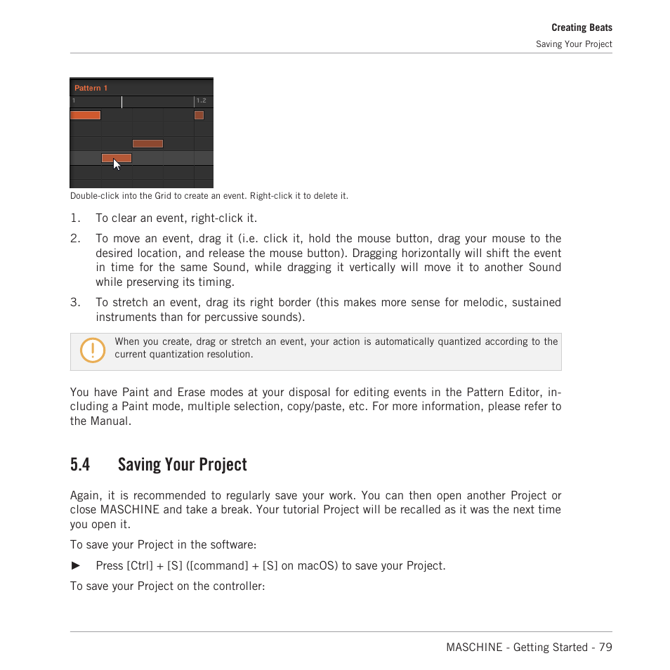 Saving your project, 4 saving your project | Native Instruments MASCHINE MK3 Groove Production Studio (Black) User Manual | Page 79 / 209