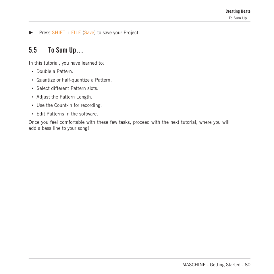 To sum up, 5 to sum up | Native Instruments MASCHINE MK3 Groove Production Studio (Black) User Manual | Page 80 / 209