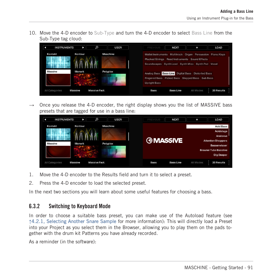 Switching to keyboard mode, 2 switching to keyboard mode | Native Instruments MASCHINE MK3 Groove Production Studio (Black) User Manual | Page 91 / 209