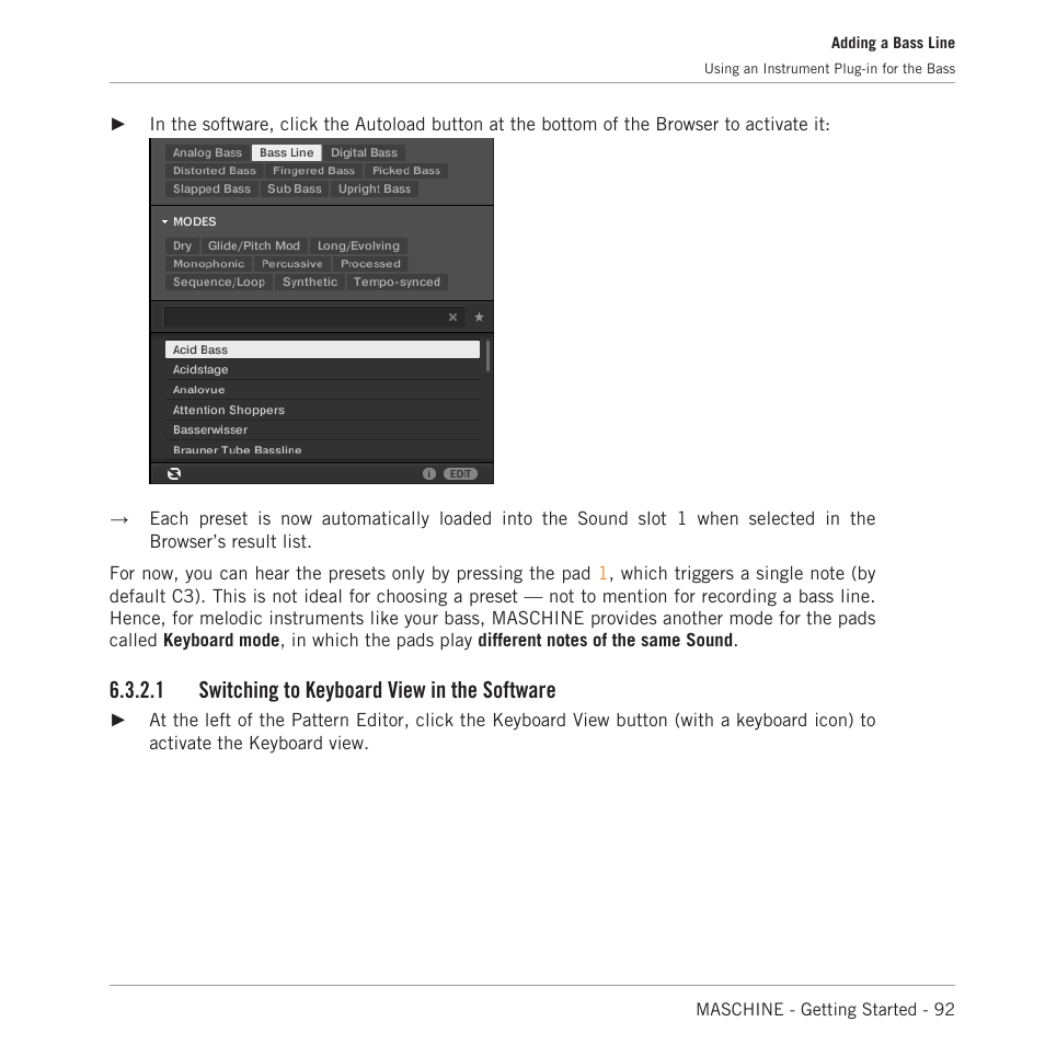Switching to keyboard view in the software, 1 switching to keyboard view in the software | Native Instruments MASCHINE MK3 Groove Production Studio (Black) User Manual | Page 92 / 209