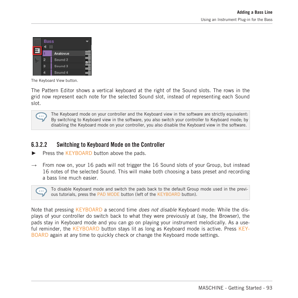 Switching to keyboard mode on the controller, 2 switching to keyboard mode on the controller | Native Instruments MASCHINE MK3 Groove Production Studio (Black) User Manual | Page 93 / 209
