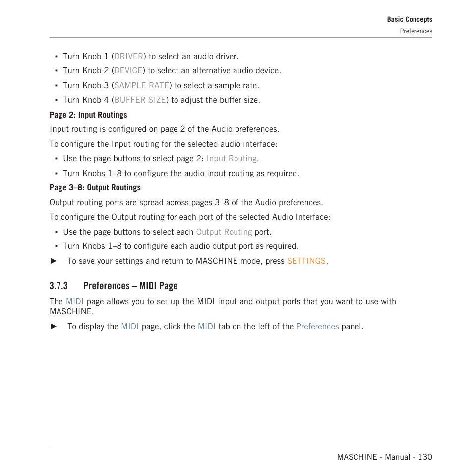 3 preferences – midi page | Native Instruments MASCHINE MK3 Groove Production Studio (Black) User Manual | Page 130 / 976