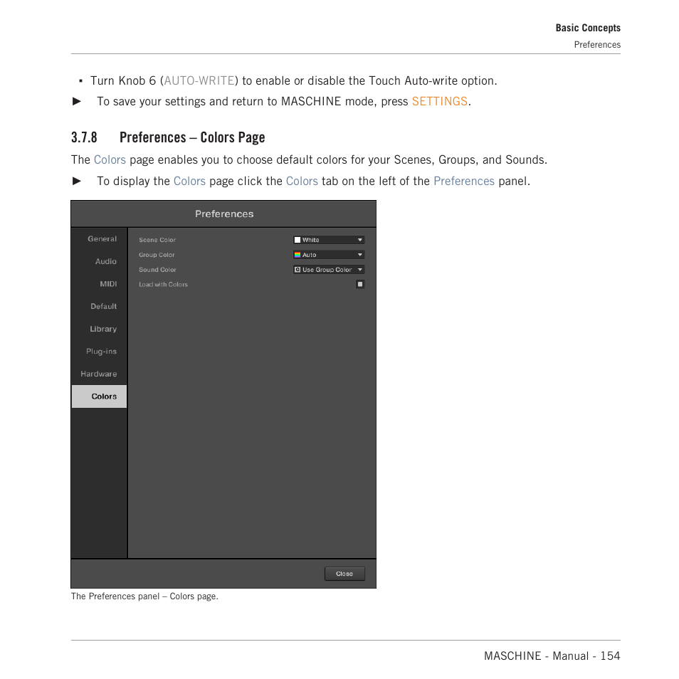 8 preferences – colors page | Native Instruments MASCHINE MK3 Groove Production Studio (Black) User Manual | Page 154 / 976