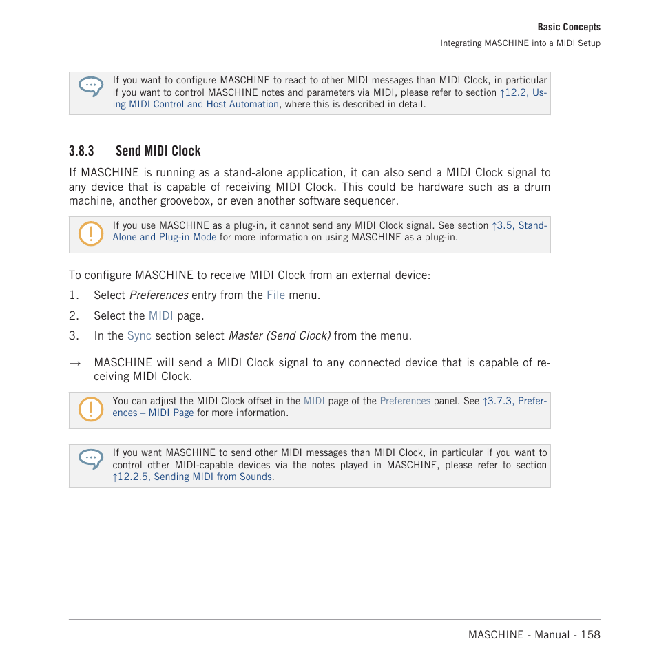 Send midi clock, 3, send midi clock, 3 send midi clock | Native Instruments MASCHINE MK3 Groove Production Studio (Black) User Manual | Page 158 / 976