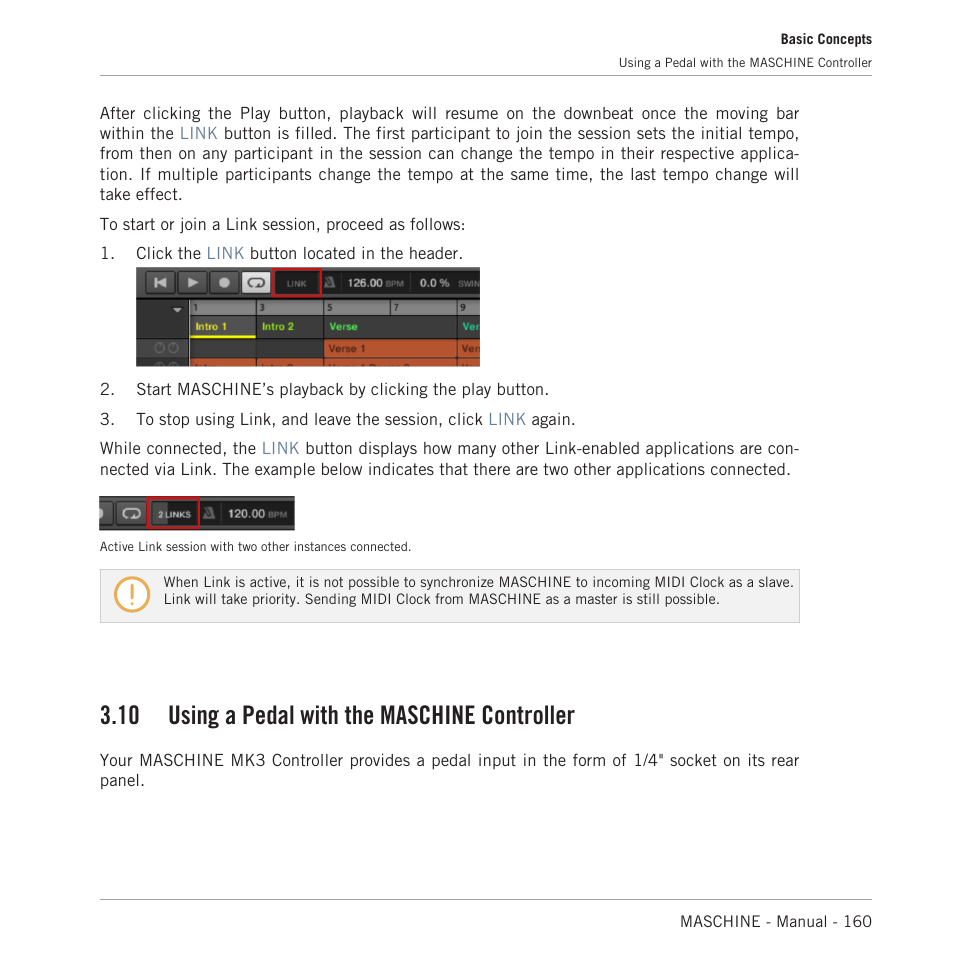 Using a pedal with the maschine controller, 10 using a pedal with the maschine controller | Native Instruments MASCHINE MK3 Groove Production Studio (Black) User Manual | Page 160 / 976