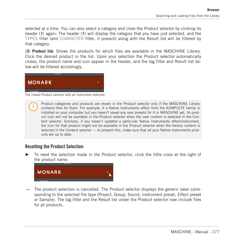 Resetting the product selection | Native Instruments MASCHINE MK3 Groove Production Studio (Black) User Manual | Page 177 / 976