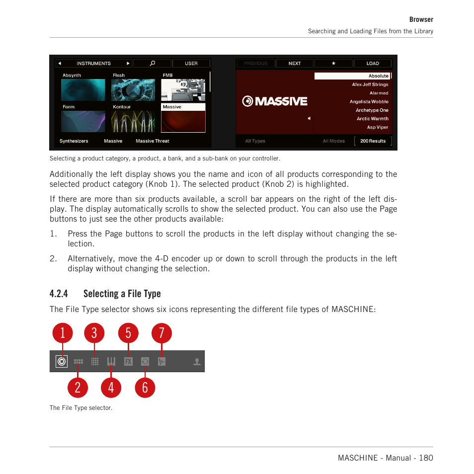 Selecting a file type, 4, selecting a file type | Native Instruments MASCHINE MK3 Groove Production Studio (Black) User Manual | Page 180 / 976