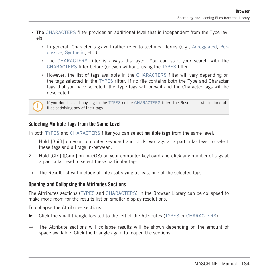 Selecting multiple tags from the same level | Native Instruments MASCHINE MK3 Groove Production Studio (Black) User Manual | Page 184 / 976