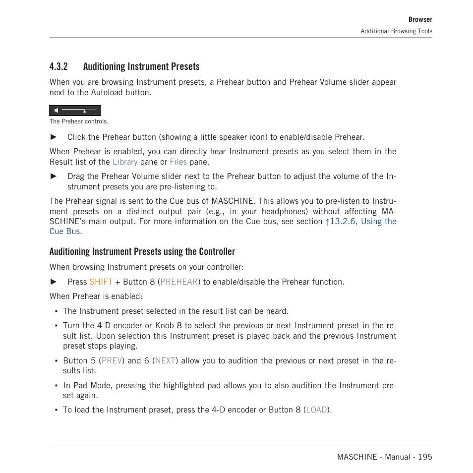 Auditioning instrument presets, 2, auditioning, Instrument presets | 2 auditioning instrument presets | Native Instruments MASCHINE MK3 Groove Production Studio (Black) User Manual | Page 195 / 976