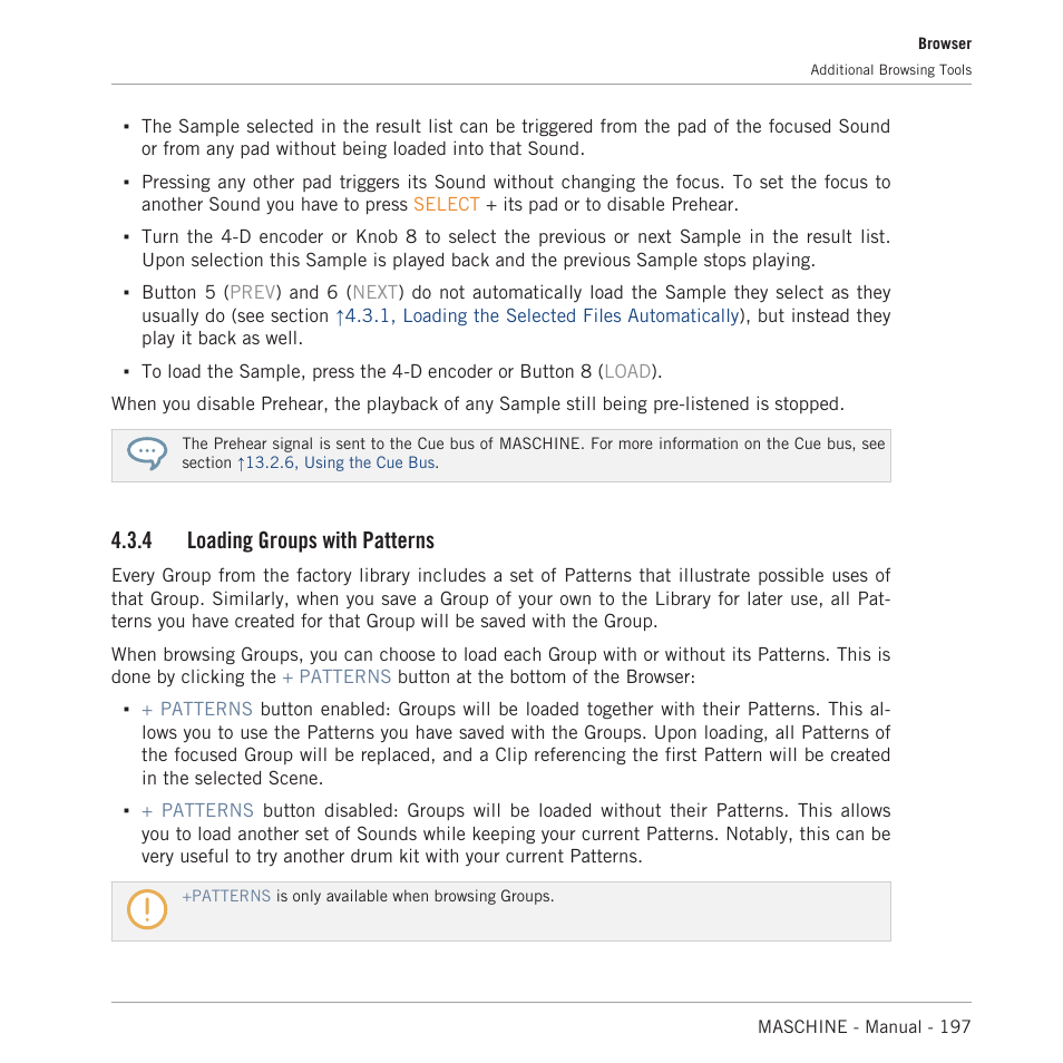 Loading groups with patterns, 4, loading groups with patterns, 4 loading groups with patterns | Native Instruments MASCHINE MK3 Groove Production Studio (Black) User Manual | Page 197 / 976