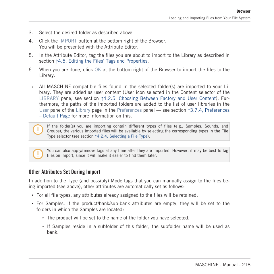 Other attributes set during import | Native Instruments MASCHINE MK3 Groove Production Studio (Black) User Manual | Page 218 / 976