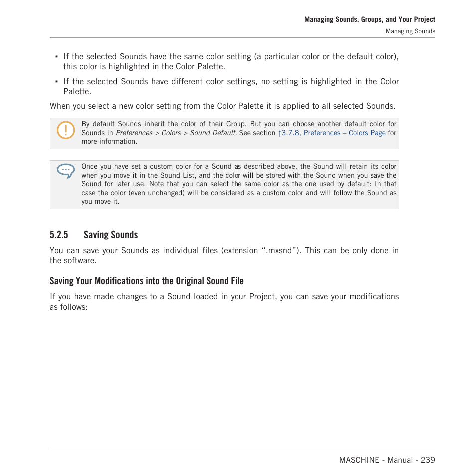 Saving sounds, 5 saving sounds | Native Instruments MASCHINE MK3 Groove Production Studio (Black) User Manual | Page 239 / 976