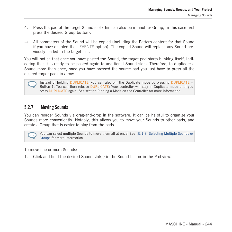 Moving sounds, 7, moving, Sounds | 7 moving sounds | Native Instruments MASCHINE MK3 Groove Production Studio (Black) User Manual | Page 244 / 976