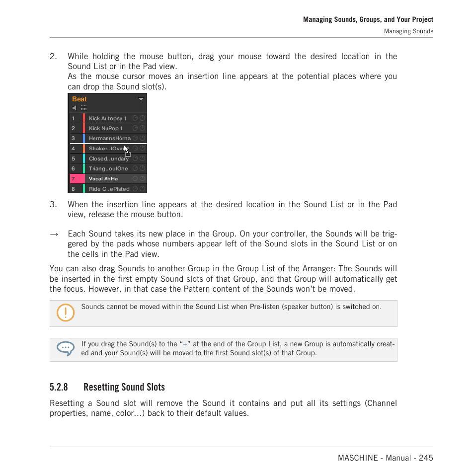 Resetting sound slots, 8 resetting sound slots | Native Instruments MASCHINE MK3 Groove Production Studio (Black) User Manual | Page 245 / 976