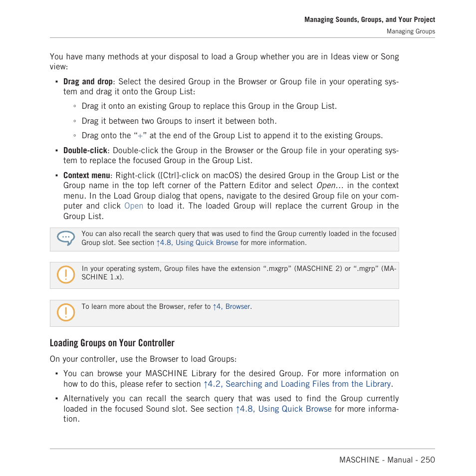 Loading groups on your controller | Native Instruments MASCHINE MK3 Groove Production Studio (Black) User Manual | Page 250 / 976