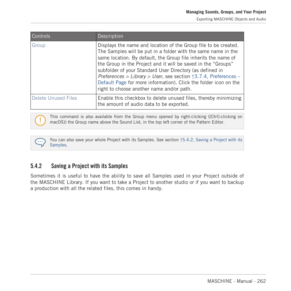 Saving a project with its samples, 2 saving a project with its samples | Native Instruments MASCHINE MK3 Groove Production Studio (Black) User Manual | Page 262 / 976