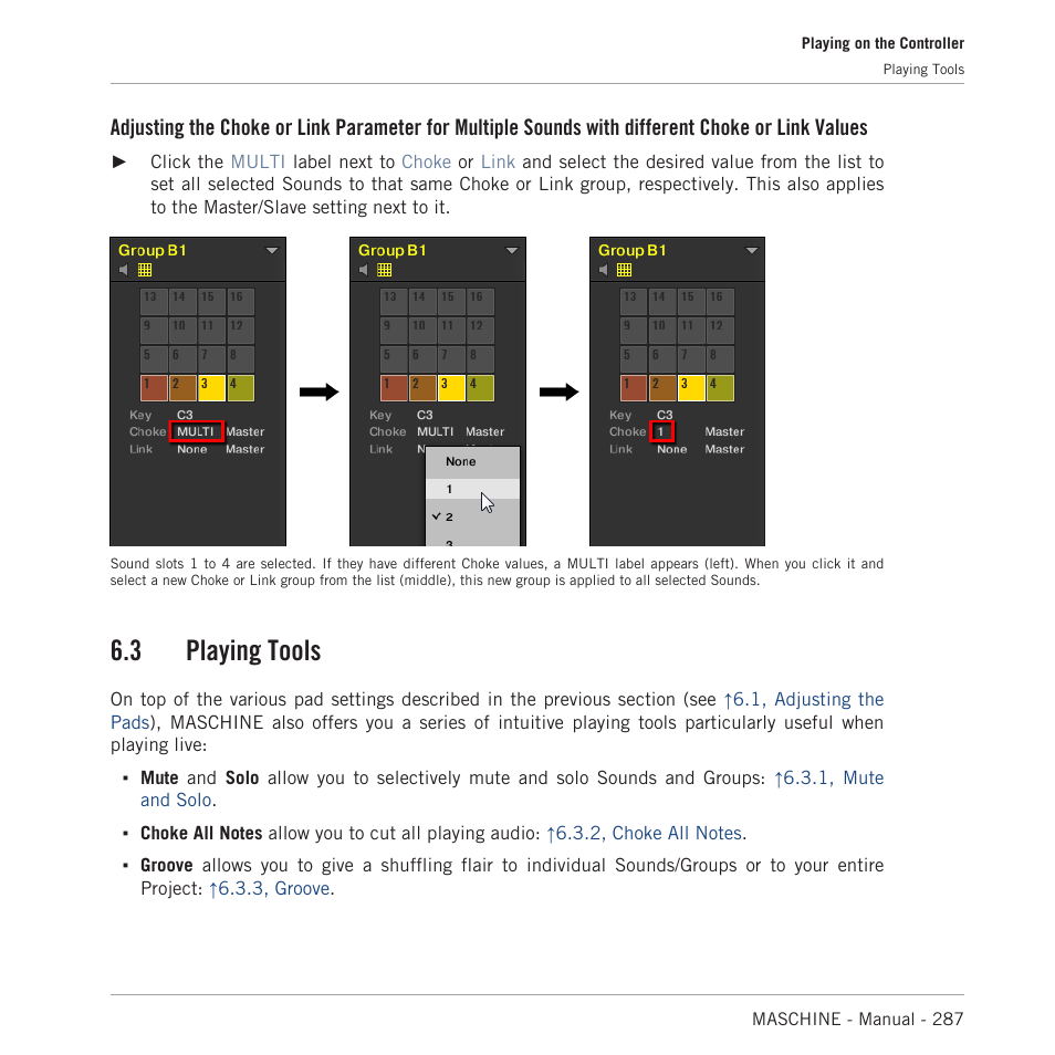 Playing tools, 3 playing tools | Native Instruments MASCHINE MK3 Groove Production Studio (Black) User Manual | Page 287 / 976