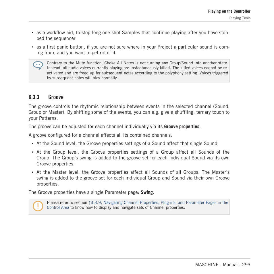Groove, 3, groove, For more details on these | 3 groove | Native Instruments MASCHINE MK3 Groove Production Studio (Black) User Manual | Page 293 / 976