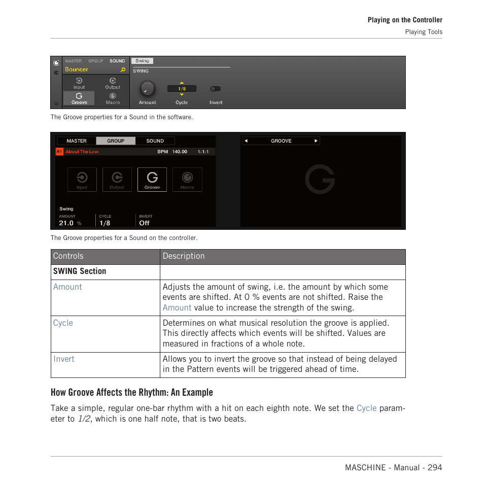 How groove affects the rhythm: an example | Native Instruments MASCHINE MK3 Groove Production Studio (Black) User Manual | Page 294 / 976