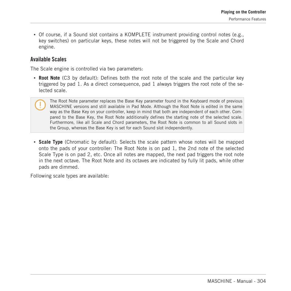 Available scales | Native Instruments MASCHINE MK3 Groove Production Studio (Black) User Manual | Page 304 / 976