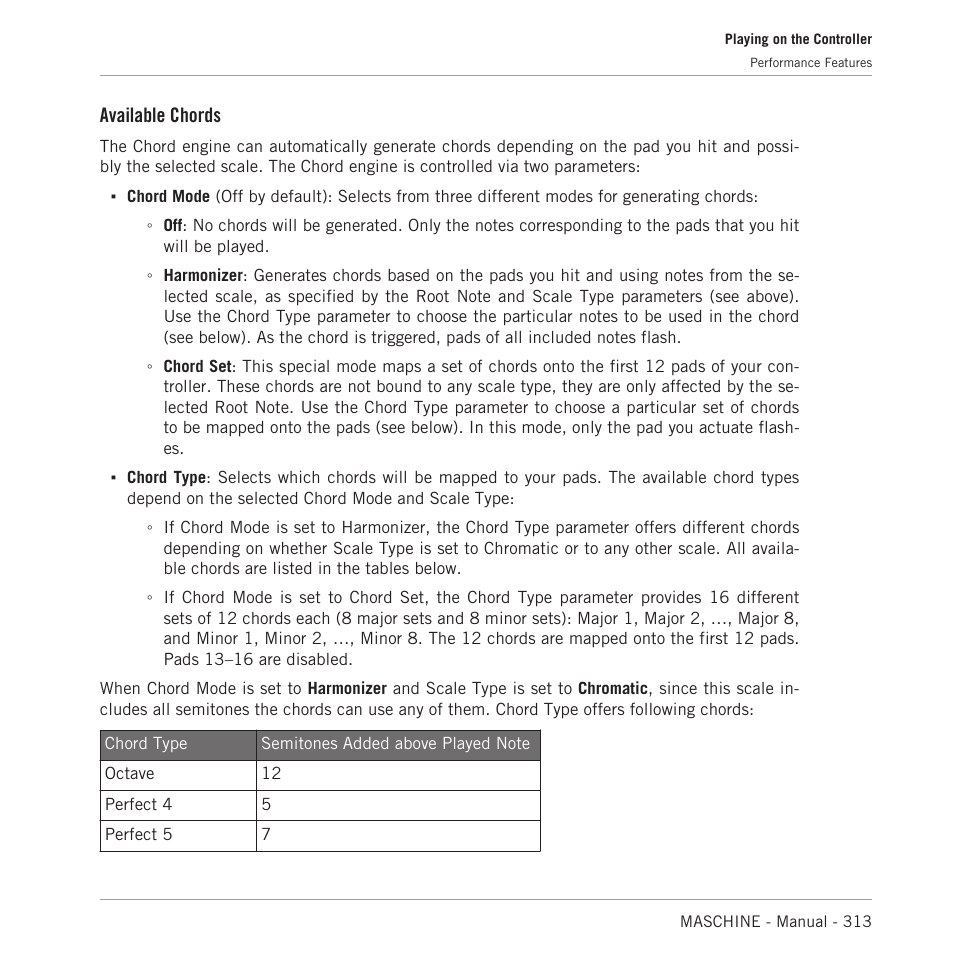 Available chords | Native Instruments MASCHINE MK3 Groove Production Studio (Black) User Manual | Page 313 / 976