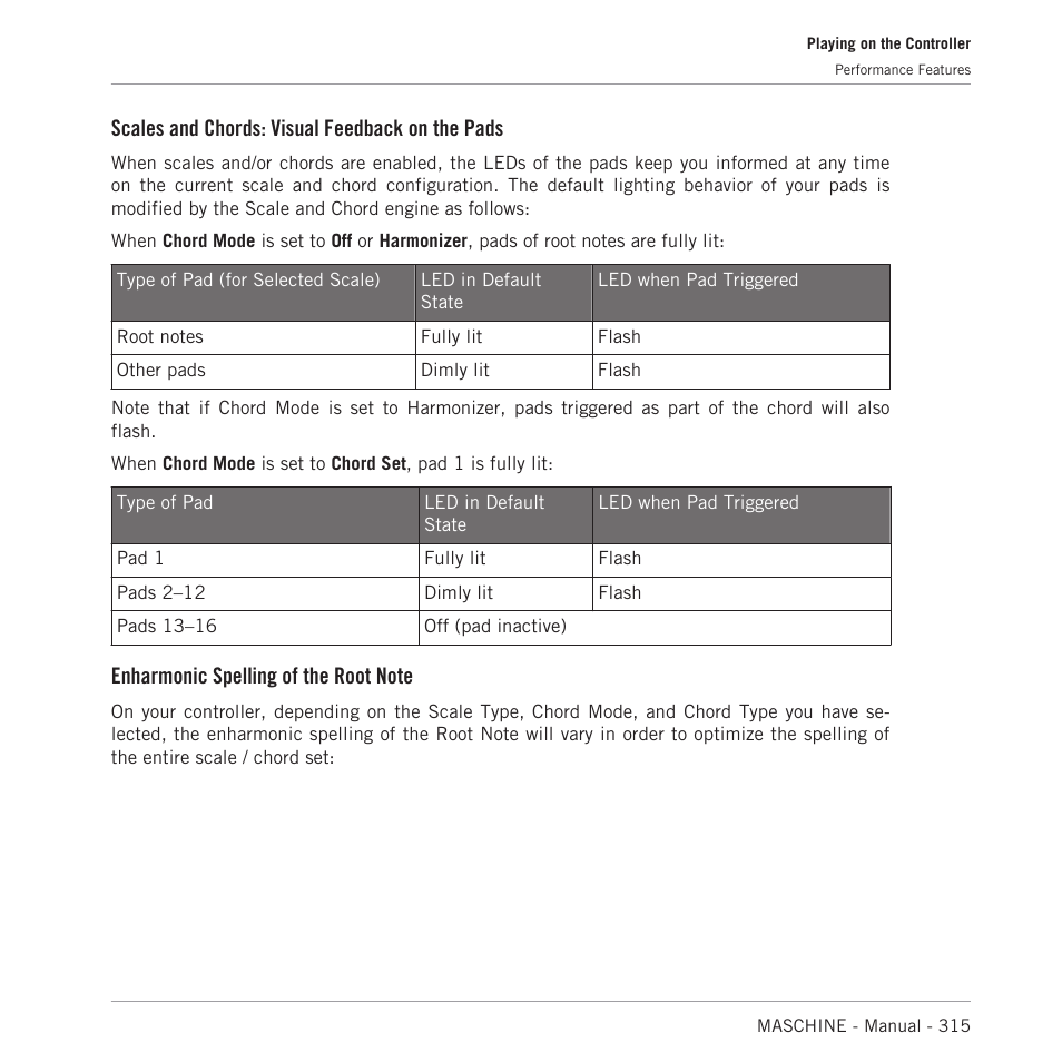 Scales and chords: visual feedback on the pads | Native Instruments MASCHINE MK3 Groove Production Studio (Black) User Manual | Page 315 / 976