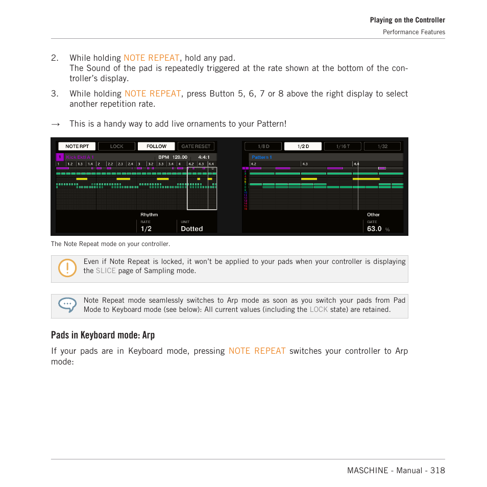 Pads in keyboard mode: arp | Native Instruments MASCHINE MK3 Groove Production Studio (Black) User Manual | Page 318 / 976