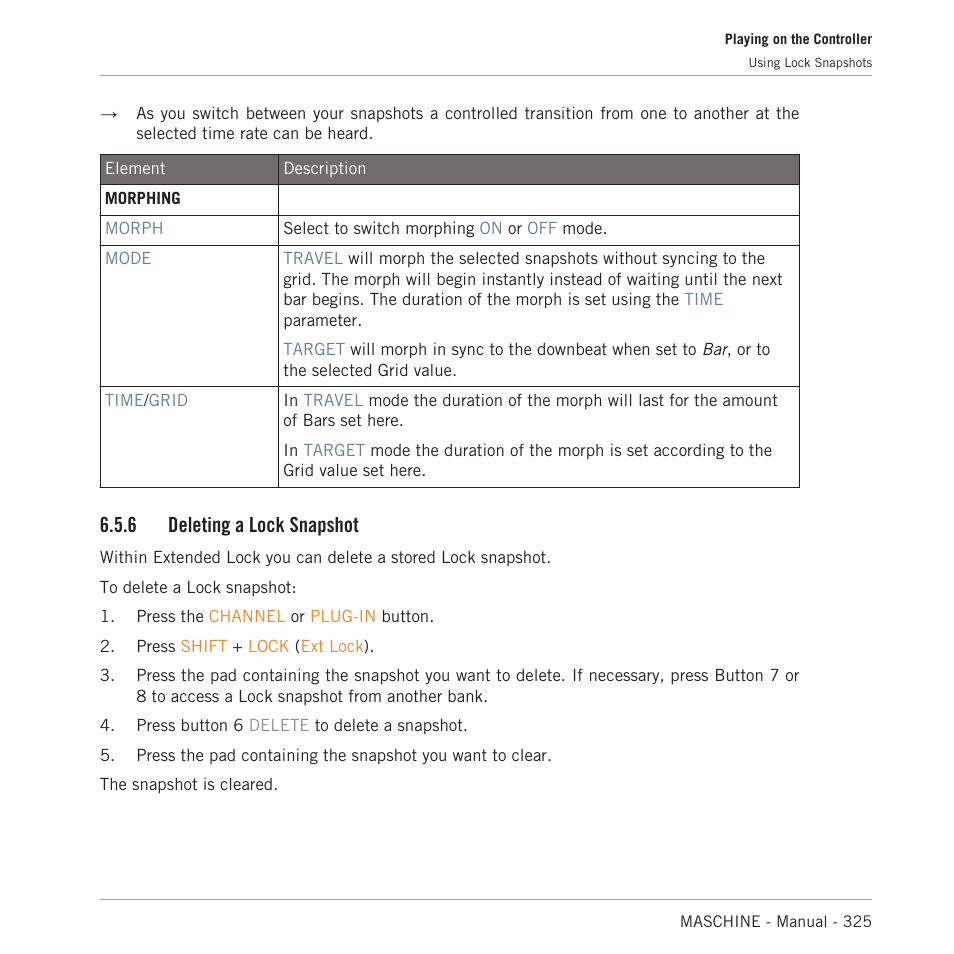 Deleting a lock snapshot, 6 deleting a lock snapshot | Native Instruments MASCHINE MK3 Groove Production Studio (Black) User Manual | Page 325 / 976