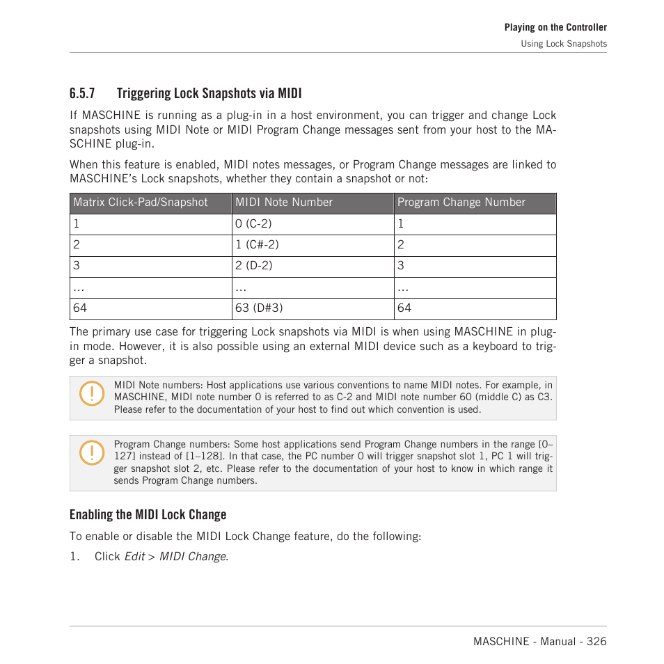 Triggering lock snapshots via midi, 7 triggering lock snapshots via midi, Enabling the midi lock change | Native Instruments MASCHINE MK3 Groove Production Studio (Black) User Manual | Page 326 / 976