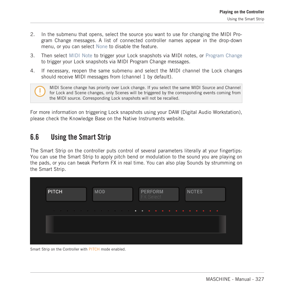 Using the smart strip, 6 using the smart strip | Native Instruments MASCHINE MK3 Groove Production Studio (Black) User Manual | Page 327 / 976