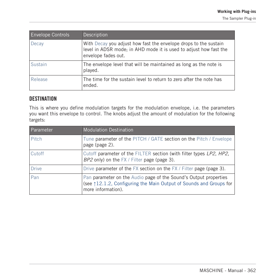 Destination | Native Instruments MASCHINE MK3 Groove Production Studio (Black) User Manual | Page 362 / 976