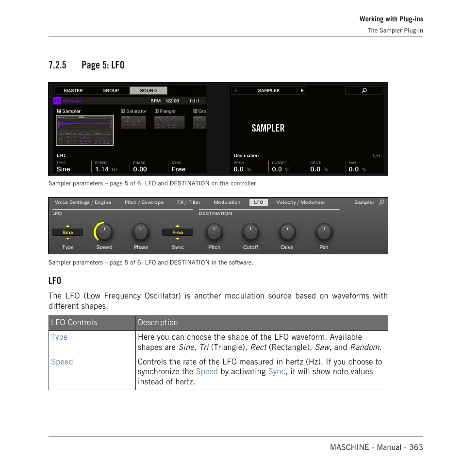 Control, see, 5 page 5: lfo | Native Instruments MASCHINE MK3 Groove Production Studio (Black) User Manual | Page 363 / 976