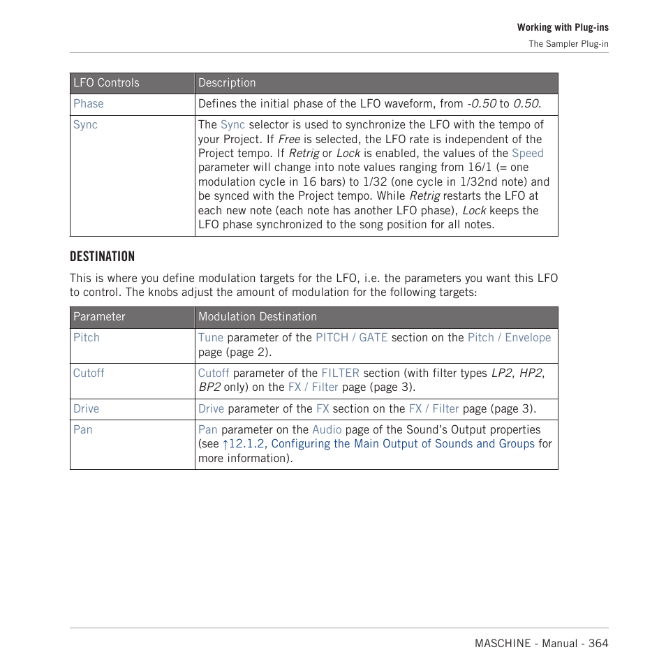 Destination | Native Instruments MASCHINE MK3 Groove Production Studio (Black) User Manual | Page 364 / 976