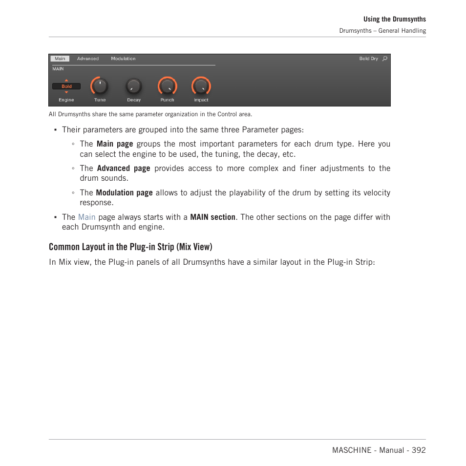 Common layout in the plug-in strip (mix view) | Native Instruments MASCHINE MK3 Groove Production Studio (Black) User Manual | Page 392 / 976