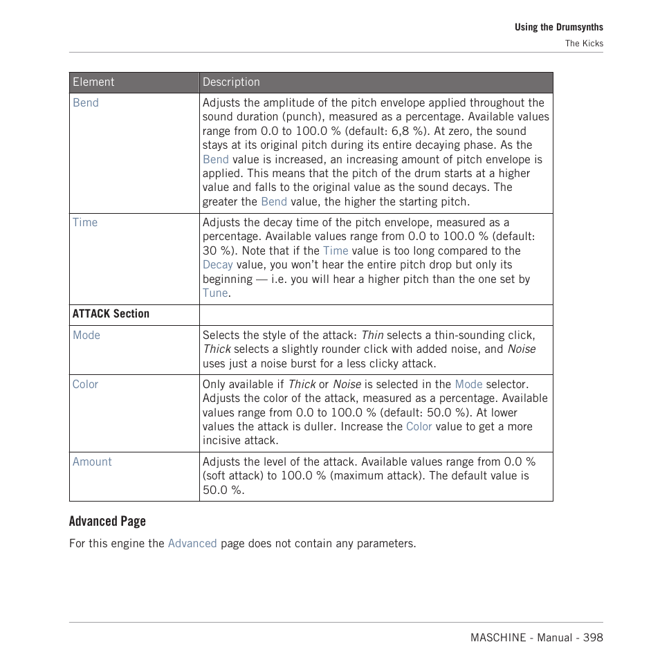 Advanced page | Native Instruments MASCHINE MK3 Groove Production Studio (Black) User Manual | Page 398 / 976