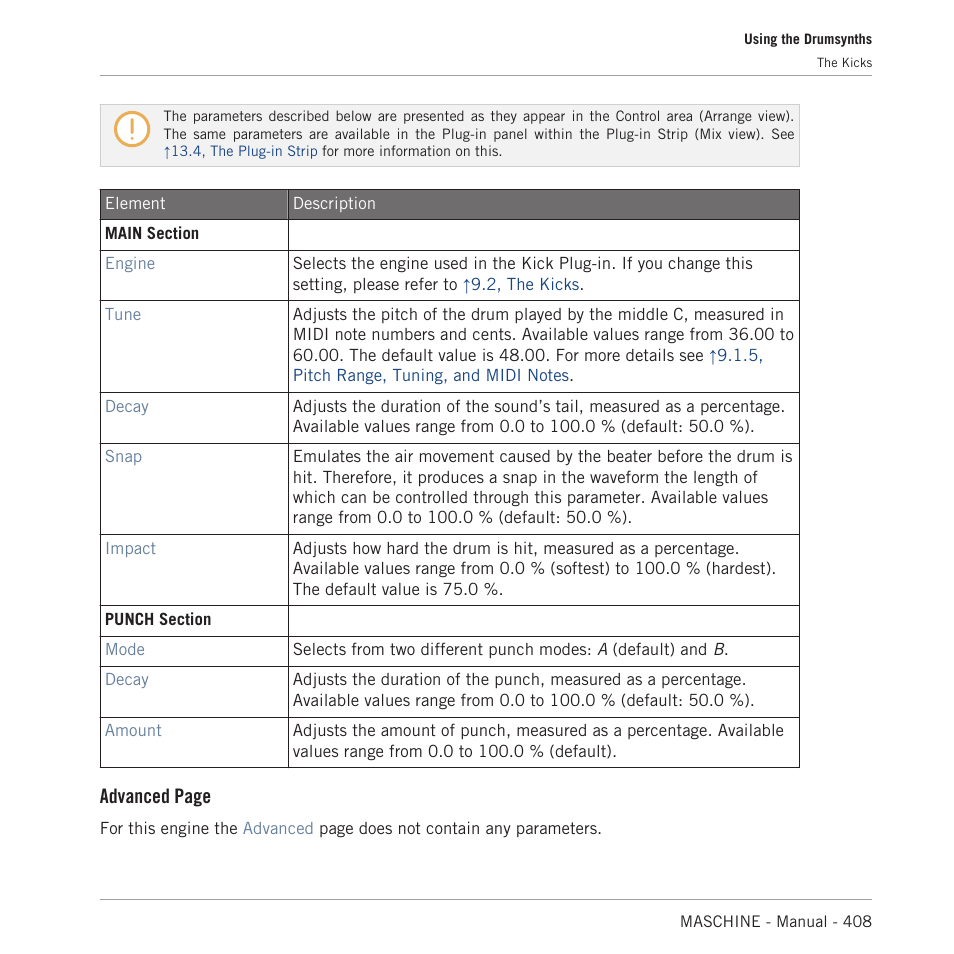 Advanced page | Native Instruments MASCHINE MK3 Groove Production Studio (Black) User Manual | Page 408 / 976