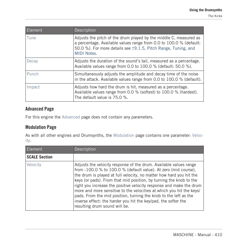 Advanced page, Modulation page | Native Instruments MASCHINE MK3 Groove Production Studio (Black) User Manual | Page 410 / 976