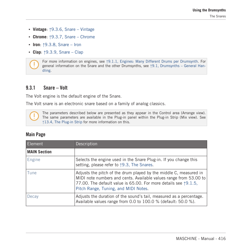 Snare – volt, Default), 1, snare – volt | 1 snare – volt, Main page | Native Instruments MASCHINE MK3 Groove Production Studio (Black) User Manual | Page 416 / 976