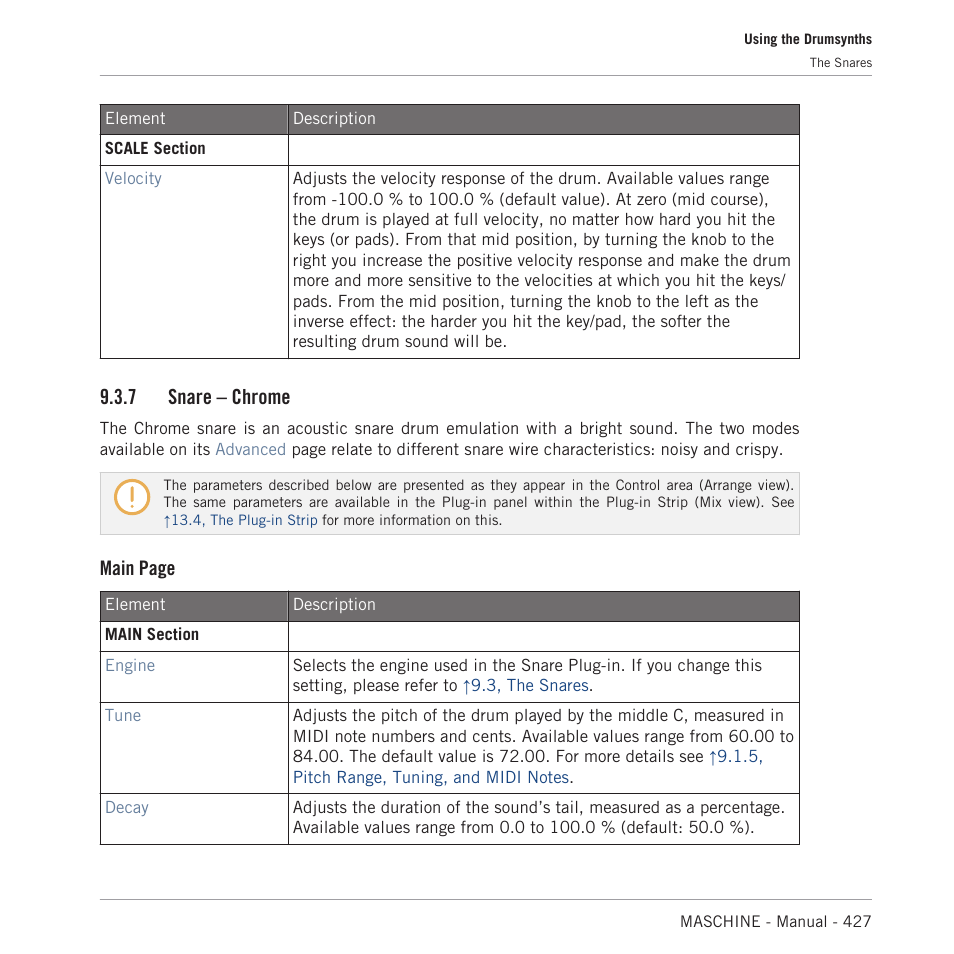 Snare – chrome, 7, snare – chrome, 7 snare – chrome | Main page | Native Instruments MASCHINE MK3 Groove Production Studio (Black) User Manual | Page 427 / 976